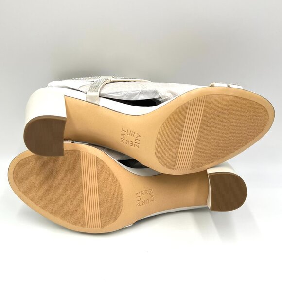 Naturalizer‎ Womens Size 8 Vanessa 2 White Jeweled Dress Sandals Heels Shoes - Picture 8 of 13